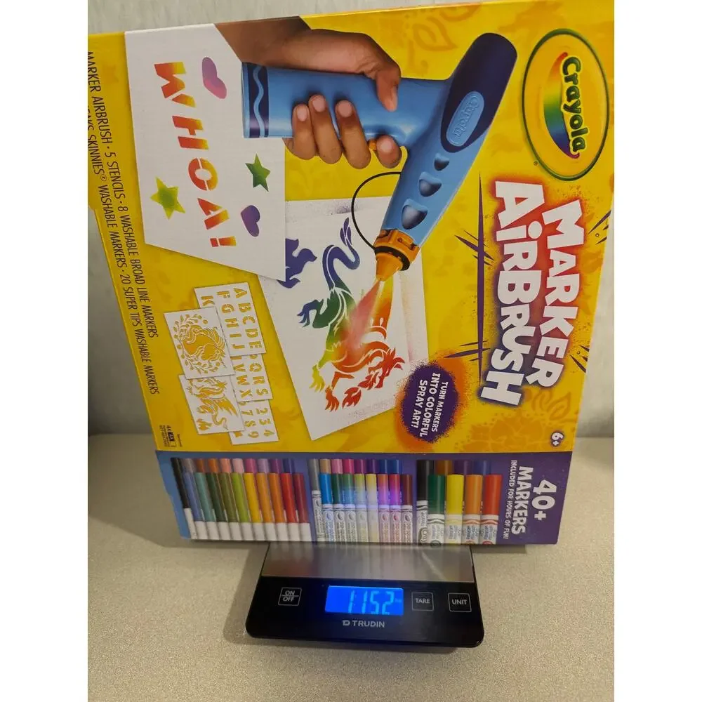 Crayola Marker Airbrush Art Sprayer Kit 40+ Markers Stencils Complete Set